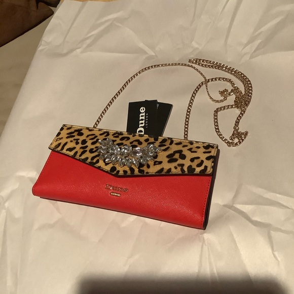 *NWOT* DUNE LONDON red with leopard print bag - Picture 5 of 5